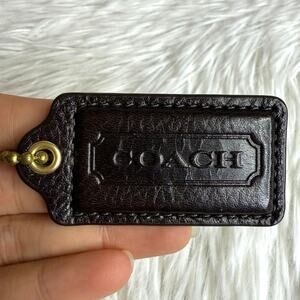 2" COACH Dark Brown Fob Bag Charm Hang tag Hangtag